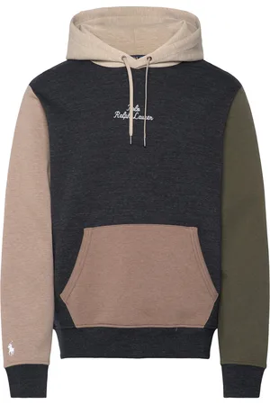 Ralph Lauren Logo Color-Blocked Double-Knit Hoodie Tops Sweat-shirts & Hoodies Hoodies Black