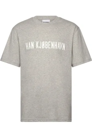 HAN Kjøbenhavn Daily Hk Logo Boxy Tee Designers T-shirts Short-sleeved Grey