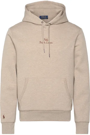 Ralph Lauren Logo Double-Knit Hoodie Tops Sweat-shirts & Hoodies Hoodies Beige
