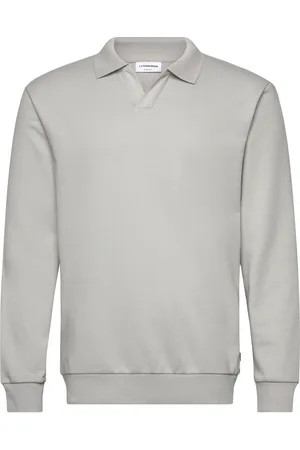 Lindbergh Jersey Split Neck W. Collar L/ Tops Sweat-shirts & Hoodies Sweat-shirts Grey