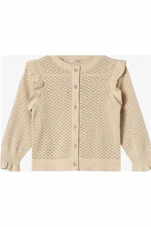 Fliink Bling Glitter Ls Cardigan Tops Knitwear Cardigans Cream
