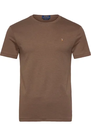 Ralph Lauren Custom Slim Fit Soft Cotton T-Shirt Designers T-shirts Short-sleeved Brown
