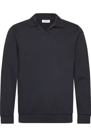 Lindbergh Jersey Split Neck W. Collar L/ Tops Sweat-shirts & Hoodies Sweat-shirts Navy