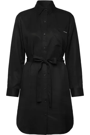 Calvin Klein Lyocell Shirt Dress Lyhyt Mekko Black