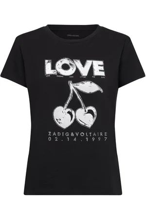 Zadig & Voltaire Walk Bc Concert Cherry Love Tops T-shirts & Tops Short-sleeved Black