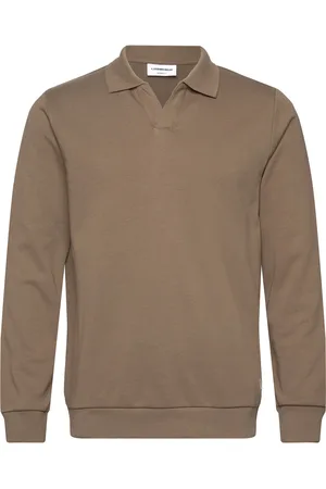 Lindbergh Jersey Split Neck W. Collar L/ Tops Sweat-shirts & Hoodies Sweat-shirts Brown