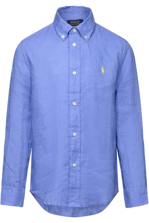 Ralph Lauren Linen Shirt Tops Shirts Long-sleeved Shirts Blue