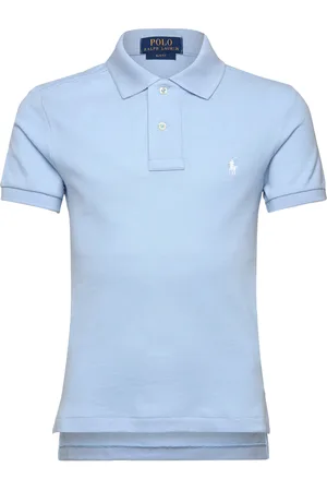 Ralph Lauren Basic Mesh-Slim Polo-Tp-Knt Tops T-shirts Polo Shirts Short-sleeved Polo Shirts Blue