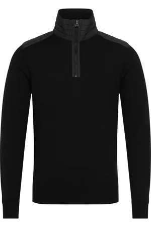 Belstaff Kilmington Quarter Zip Jumper Dark Ink Tops Knitwear Half Zip Jumpers Black