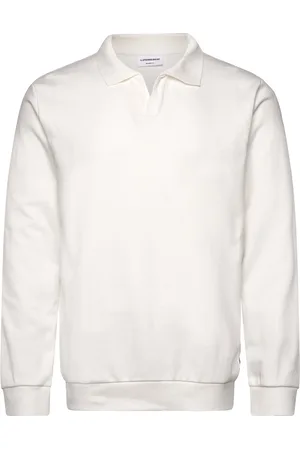 Lindbergh Jersey Split Neck W. Collar L/ Tops Sweat-shirts & Hoodies Sweat-shirts White