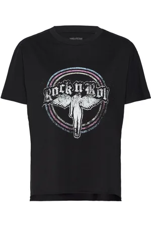 Zadig & Voltaire Tommer Hc Fallen Angel Strass Designers T-shirts & Tops Short-sleeved Black