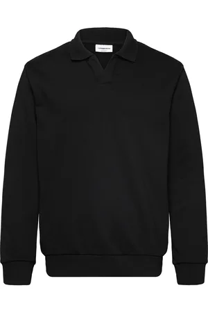 Lindbergh Jersey Split Neck W. Collar L/ Tops Sweat-shirts & Hoodies Sweat-shirts Black