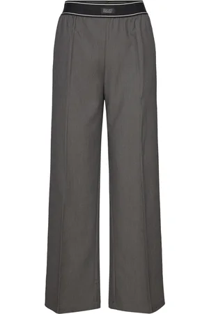 Monki Loose Elastic Suiting Trousers Bottoms Trousers Grey