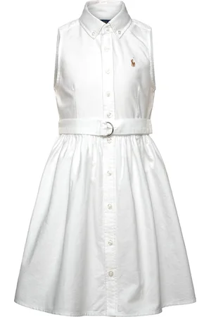 Ralph Lauren Belted Cotton Oxford Shirtdress Dresses & Skirts Dresses Casual Dresses Sleeveless Casual Dresses White