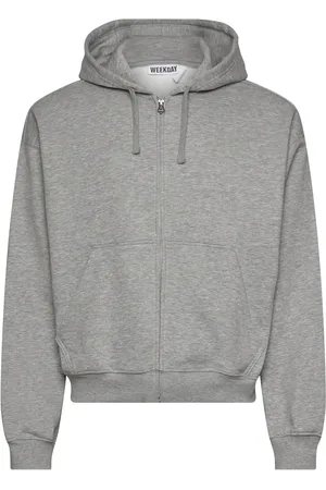 Weekday Boxy Midweight Zip Hoodie Tops Sweat-shirts & Hoodies Hoodies Grey