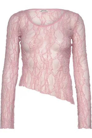 Monki Lace Ls Top Tops T-shirts & Tops Long-sleeved Pink