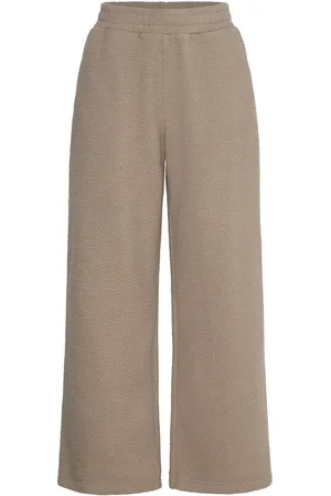 Weekday Fleece Trousers Bottoms Trousers Wide Leg Beige