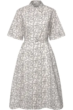 Marimekko Popliini Piirto Unikko Polvipituinen Mekko White