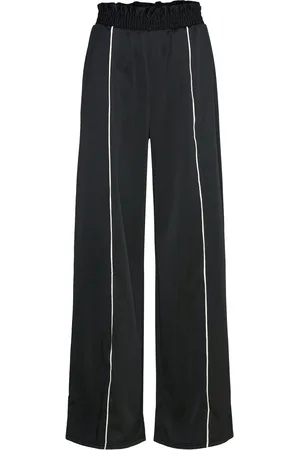 Monki High Waisted Relaxed Wide Leg Sport Trousers Bottoms Trousers Wide Leg Black