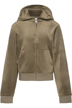 Juicy Couture Jc Diamante Zip Thru Hood Tops Sweat-shirts & Hoodies Hoodies Green