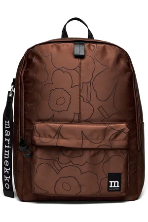 Marimekko Zip Top Backpack Piirto Unikko Reppu Laukku Brown