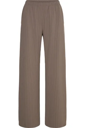 Weekday Pull On Suiting Trousers Bottoms Trousers Wide Leg Beige