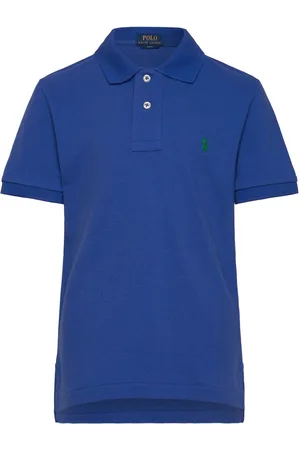 Ralph Lauren Basic Mesh-Slim Polo-Tp-Knt Tops T-shirts Polo Shirts Short-sleeved Polo Shirts Blue