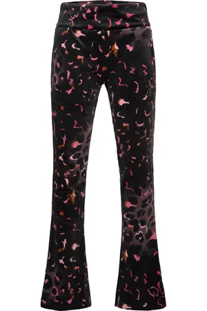 Juicy Couture Velour Leopard Print Deep Waistband Jogger Bottoms Trousers Multi/patterned