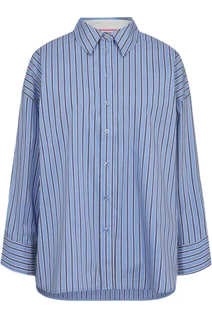 Numph Nueloise Stripe Shirt Tops Shirts Long-sleeved Blue