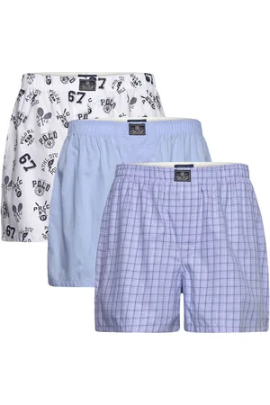 Ralph Lauren Cotton Boxer 3-Pack Underwear Boxer Shorts Blue