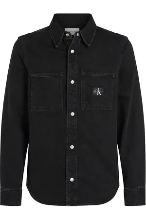 Calvin Klein Regular Linear Shirt Tops Shirts Denim Shirts Black