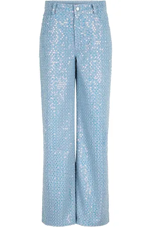 Dante 6 Pearldrop Embellished Pants Bottoms Jeans Wide Blue