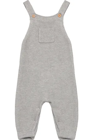 MANGO Cotton Knit Dungarees Bottoms Dungarees Grey