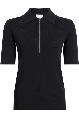 Calvin Klein Iconic Rib Zip Sweater 1/2 Slv Tops Knitwear Jumpers Black