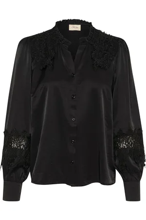 Cream Crluna Lace Shirt Tops Shirts Long-sleeved Black