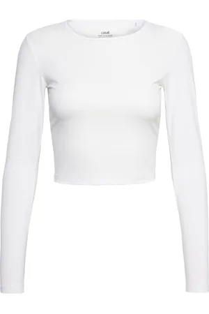 Casall Graphic Crop Long Sleeve Sport Women Sport Clothing Sports Tops & T-shirts Sport Crop Tops Sport Long-sleeved Crop Tops White