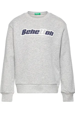 Benetton Sweater L/S Tops Sweat-shirts & Hoodies Sweat-shirts Grey