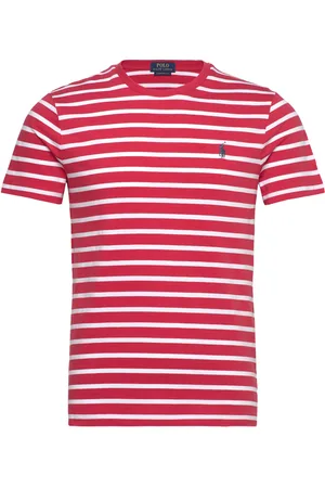 Ralph Lauren Custom Slim Fit Striped Jersey T-Shirt Tops T-shirts Short-sleeved Red