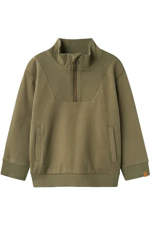 Lil Atelier Nmmilondon Rio Ls Half Zip Sweat Lil Tops Sweat-shirts & Hoodies Sweat-shirts Khaki Green