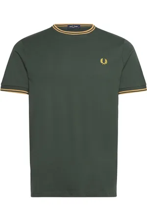 Fred Perry Twin Tipped T-Shirt Designers T-shirts Short-sleeved Khaki Green