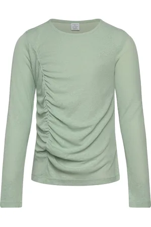Lindex Top With Gathering At Front Tops T-shirts Long-sleeved T-shirts Green