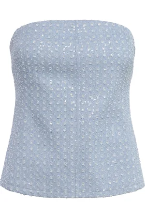 Dante 6 Sherbet Embellished Corset Tops Blouses Sleeveless Blue