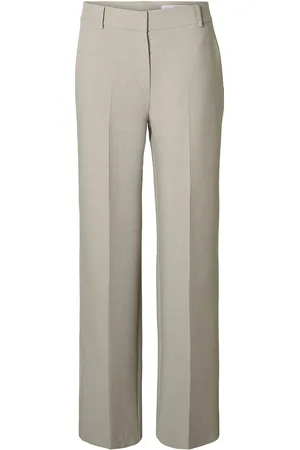 SELECTED Slfrita Mw Wide Pant Mel Noos Bottoms Trousers Straight Leg Beige
