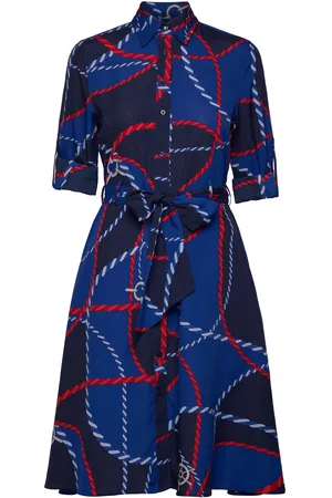Ralph Lauren Rope-Print Crepe Shirtdress Lyhyt Mekko Multi/patterned