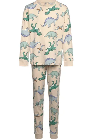 Lindex Pyjama Vehicle Dino Pyjamasetti Pyjama Beige
