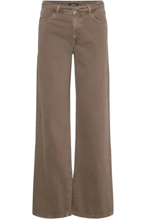 Lindex Trousers Peggy Twill Bottoms Jeans Wide Brown
