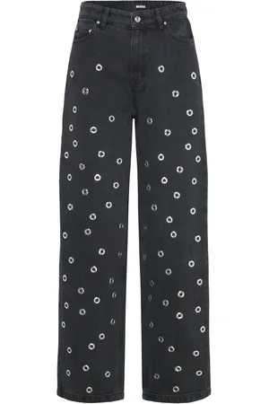 ROTATE High Rise Jeans Designers Jeans Wide Black