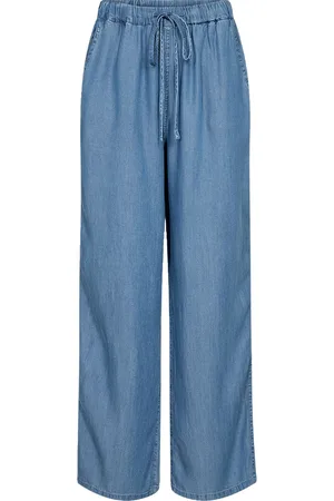 soyaconcept Sc-Liv Bottoms Trousers Wide Leg Blue