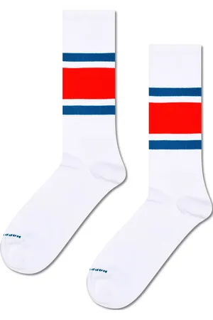 Happy Socks Simple Stripe Sneaker Sock Underwear Socks Regular Socks White
