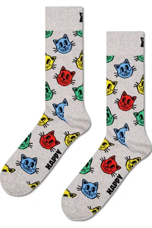 Happy Socks Cat Sock Underwear Socks Regular Socks Grey